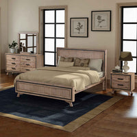 4 Pieces Bedroom Suite King Size Silver Brush in Acacia Wood Construction Bed, Bedside Table & Dresser - ElectronX Plus