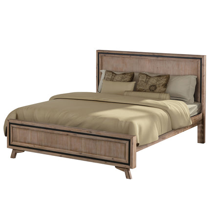 4 Pieces Bedroom Suite King Size Silver Brush in Acacia Wood Construction Bed, Bedside Table & Dresser - ElectronX Plus