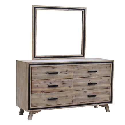 4 Pieces Bedroom Suite King Size Silver Brush in Acacia Wood Construction Bed, Bedside Table & Dresser - ElectronX Plus