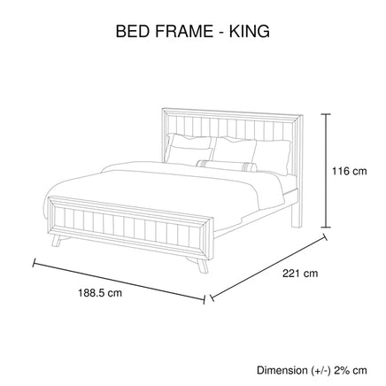 4 Pieces Bedroom Suite King Size Silver Brush in Acacia Wood Construction Bed, Bedside Table & Dresser - ElectronX Plus