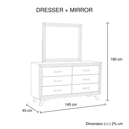 4 Pieces Bedroom Suite King Size Silver Brush in Acacia Wood Construction Bed, Bedside Table & Dresser - ElectronX Plus