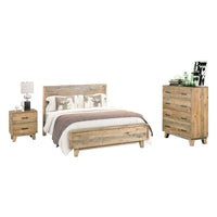 4 Pieces Bedroom Suite Double Size in Solid Wood Antique Design Light Brown Bed, Bedside Table & Tallboy - ElectronX Plus