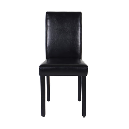 2x Wooden Frame Black Leatherette Dining Chairs with Solid Pine Legs - ElectronX Plus