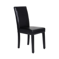 2x Wooden Frame Black Leatherette Dining Chairs with Solid Pine Legs - ElectronX Plus