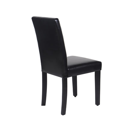 2x Wooden Frame Black Leatherette Dining Chairs with Solid Pine Legs - ElectronX Plus