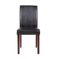 2x Wooden Frame Brown Leatherette Dining Chairs with Solid Pine Legs - ElectronX Plus