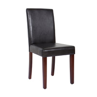 2x Wooden Frame Brown Leatherette Dining Chairs with Solid Pine Legs - ElectronX Plus