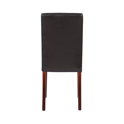 2x Wooden Frame Brown Leatherette Dining Chairs with Solid Pine Legs - ElectronX Plus