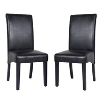 2x Wooden Frame Black Leatherette Dining Chairs with Solid Pine Legs - ElectronX Plus