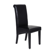 2x Wooden Frame Black Leatherette Dining Chairs with Solid Pine Legs - ElectronX Plus