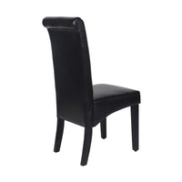 2x Wooden Frame Black Leatherette Dining Chairs with Solid Pine Legs - ElectronX Plus