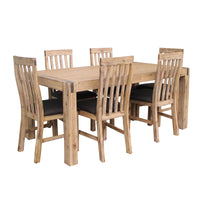 7 Pieces Dining Suite 180cm Medium Size Dining Table & 6X Chairs with Solid Acacia Wooden Base in Oak Colour - ElectronX Plus