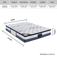 King Single Mattress Latex Pillow Top Pocket Spring Foam Medium Firm Bed - ElectronX Plus