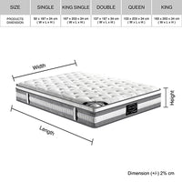 Mattress Euro Top Double Size Pocket Spring Coil with Knitted Fabric Medium Firm 34cm Thick - ElectronX Plus