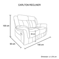 Carlton 2R Finest Fabric Recliner Sturdy Construction Metal Mechanism - ElectronX Plus