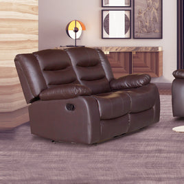 2 Seater Recliner Sofa In Faux Leather Lounge Couch in Brown - ElectronX Plus