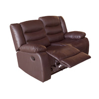 2 Seater Recliner Sofa In Faux Leather Lounge Couch in Brown - ElectronX Plus