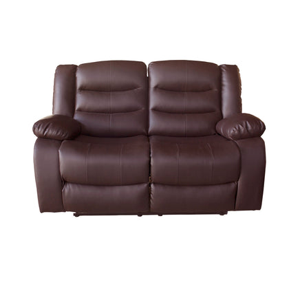 2 Seater Recliner Sofa In Faux Leather Lounge Couch in Brown - ElectronX Plus