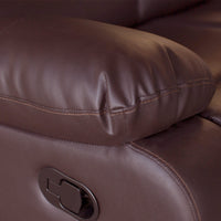 2 Seater Recliner Sofa In Faux Leather Lounge Couch in Brown - ElectronX Plus