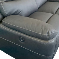 1R Finest Fabric Electric Recliner Feature Multi Positions Ultra Cushioned USB Outlets in Charcoal Colour - ElectronX Plus