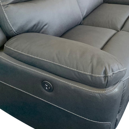 1R Finest Fabric Electric Recliner Feature Multi Positions Ultra Cushioned USB Outlets in Charcoal Colour - ElectronX Plus