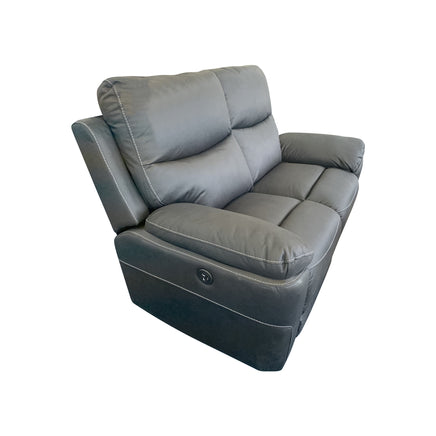 2R Finest Fabric Electric Recliner Feature Multi Positions Ultra Cushioned USB Outlets in Charcoal Colour - ElectronX Plus