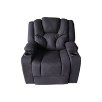 Electric Recliner Stylish Rhino Fabric Black 1 Seater Lounge Armchair with LED Features - ElectronX Plus