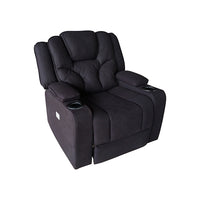 Electric Recliner Stylish Rhino Fabric Black 1 Seater Lounge Armchair with LED Features - ElectronX Plus