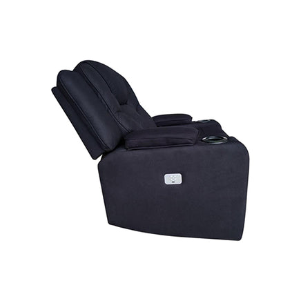 Electric Recliner Stylish Rhino Fabric Black 1 Seater Lounge Armchair with LED Features - ElectronX Plus