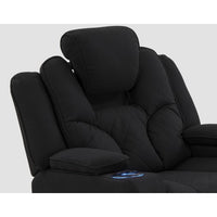 Electric Recliner Stylish Rhino Fabric Black 1 Seater Lounge Armchair with LED Features - ElectronX Plus