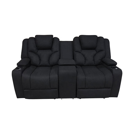 Electric Recliner Stylish Rhino Fabric Black Couch 2 Seater Lounge with LED Features - ElectronX Plus