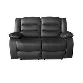 2 Seater Recliner Sofa In Faux Leather Lounge Couch in Black - ElectronX Plus