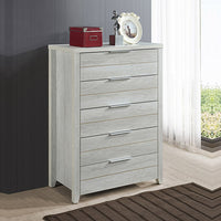 Tallboy with 5 Storage Drawers Natural Wood like MDF in White Ash Colour - ElectronX Plus