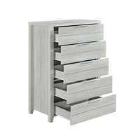 Tallboy with 5 Storage Drawers Natural Wood like MDF in White Ash Colour - ElectronX Plus