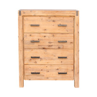 Tallboy with 4 Storage Drawers Solid Wooden Assembled in Oak Colour - ElectronX Plus