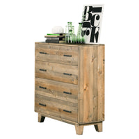 Tallboy with 4 Storage Drawers in Wooden Light Brown Colour - ElectronX Plus