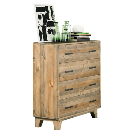 Tallboy with 4 Storage Drawers in Wooden Light Brown Colour - ElectronX Plus