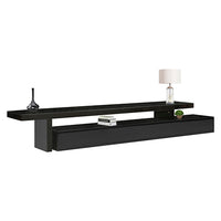 TV Cabinet with 3 Storage Drawers Extendable With Glossy MDF Entertainment Unit in Black Color - ElectronX Plus