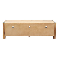 TV Cabinet with 3 Storage Drawers with Shelf Solid Acacia Wooden Frame Entertainment Unit in Oak Colour - ElectronX Plus