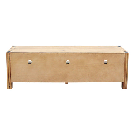 TV Cabinet with 3 Storage Drawers with Shelf Solid Acacia Wooden Frame Entertainment Unit in Oak Colour - ElectronX Plus