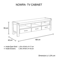 TV Cabinet with 3 Storage Drawers with Shelf Solid Acacia Wooden Frame Entertainment Unit in Oak Colour - ElectronX Plus