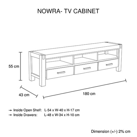 TV Cabinet with 3 Storage Drawers with Shelf Solid Acacia Wooden Frame Entertainment Unit in Oak Colour - ElectronX Plus