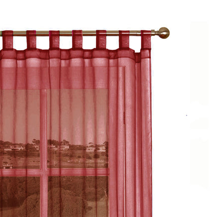 1 Piece Organza Tab Top Curtain 110 x 213 cm Burgundy - ElectronX Plus