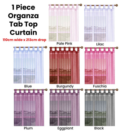 1 Piece Organza Tab Top Curtain 110 x 213 cm Plum - ElectronX Plus