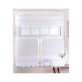 3 Pce Cafe Rose Lace Curtain Set - ElectronX Plus