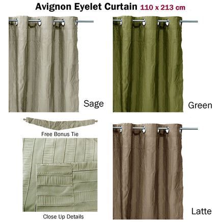 One Piece of Avignon Unlined Eyelet Curtain 110 x 213cm Sage - ElectronX Plus