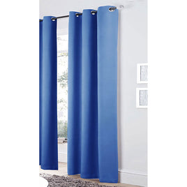 Bloomington Pair of Easy Care Eyelet Curtains Blue 120 x 221 cm - ElectronX Plus