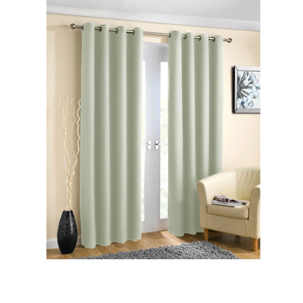 Pair of Blockout Plain Eyelet Curtains Beige - ElectronX Plus