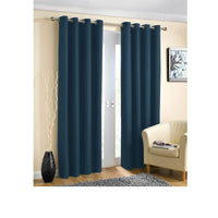 Pair of Blockout Plain Eyelet Curtains Navy - ElectronX Plus