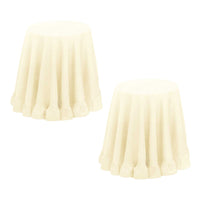 Set of 2 Round 180cm Ruffled Table Cloth Cream - ElectronX Plus